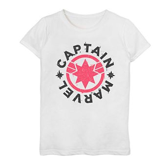 Girls 7-16 Captain Marvel Circle Wrap Around Logo Tee