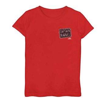 Girls 7-16 Captain Marvel Left Chest Patch Tee
