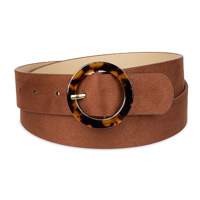 STAUD Brown Leather Belt with Tortoise Buckle ~ Size M STAUD | Accessories | Staud Wide Belt In Croc Effect  main image 4