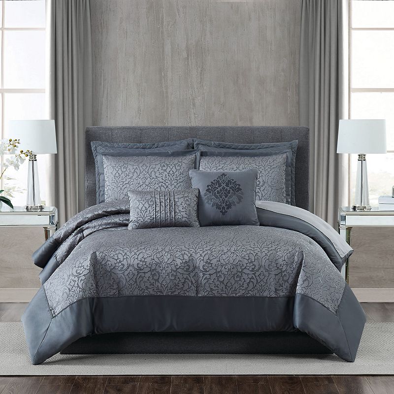 5th Avenue Lux 5th Avenue Lux Coventry 7 Piece King Comforter Set, Grey