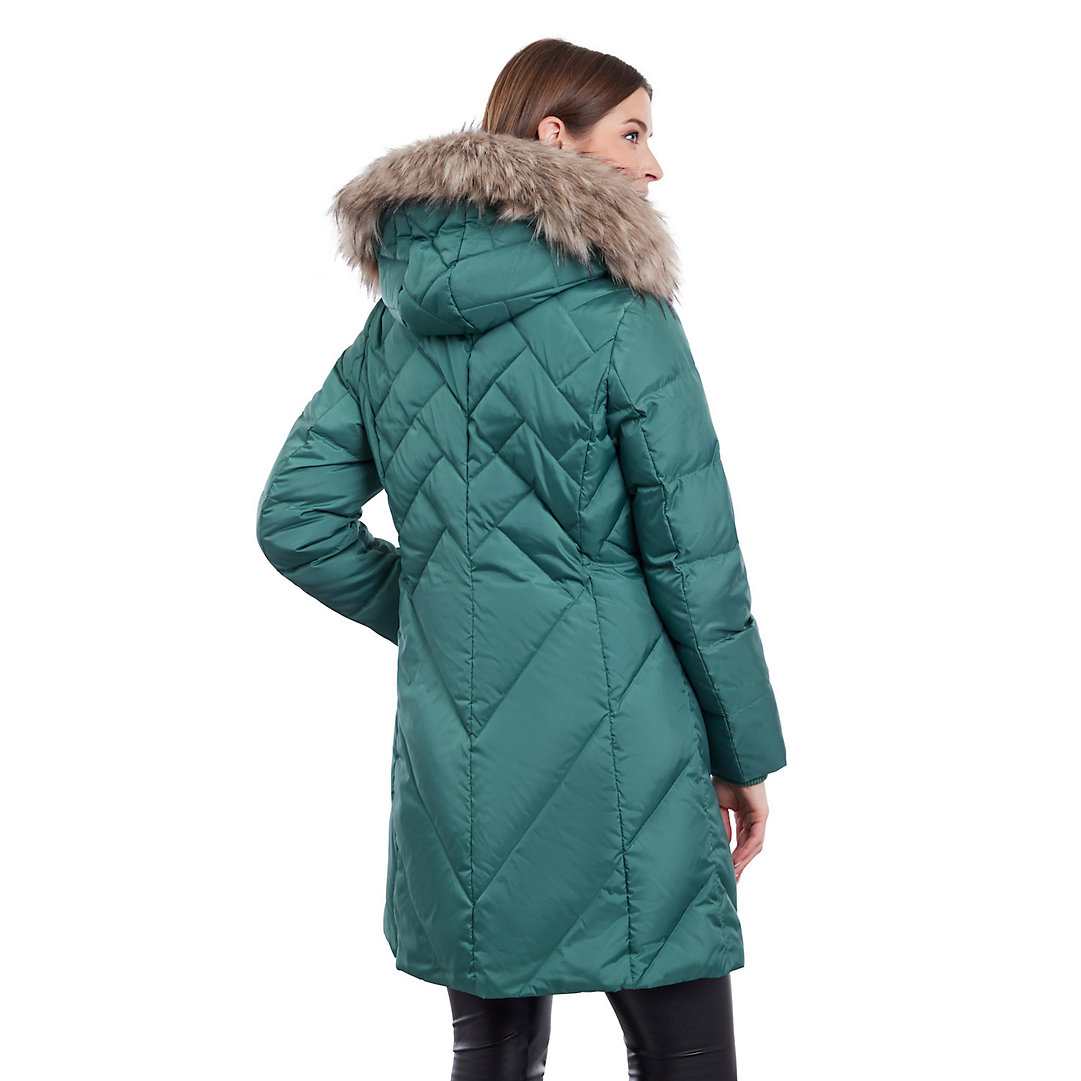 Ladies Faux Fur Collar Trim Quilted Jacket In  Various Colours Size 18-24 