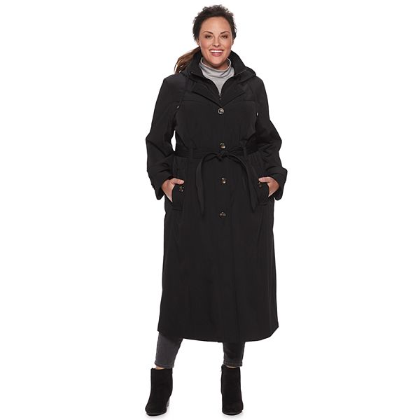 By London Fog Hooded Long Trench Coat, Long Length Trench Coat Womens