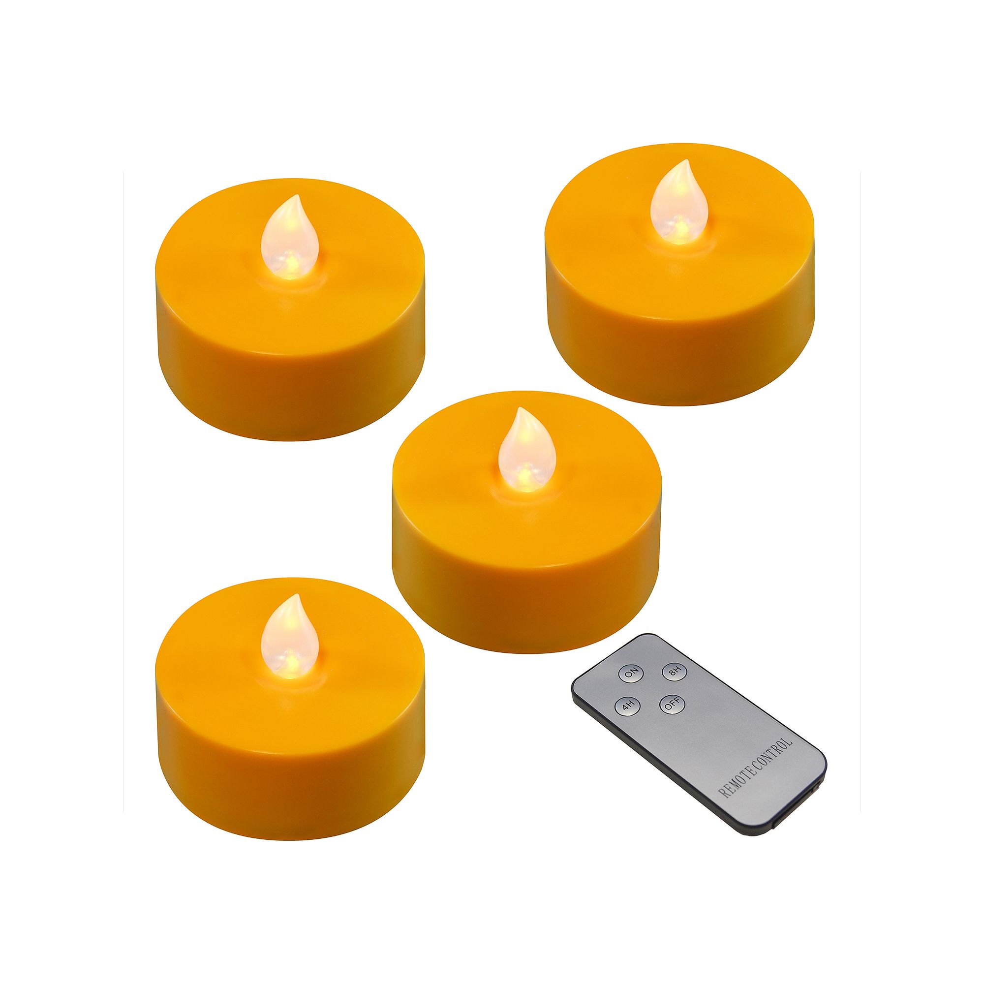 LumaBase Battery Operated Extra Large Tea Light Candle Set, Orange Black