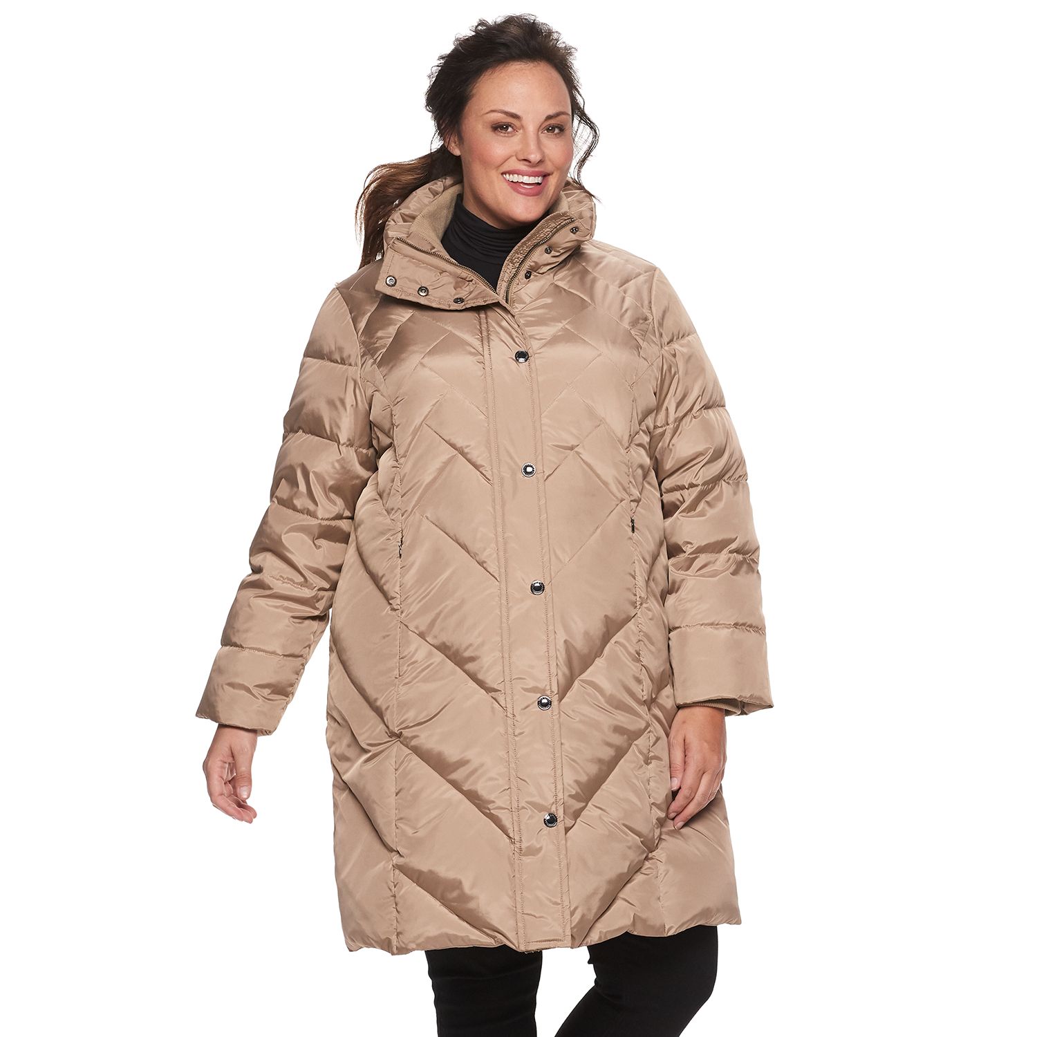 Single Breasted Trench Coat London Fog Women's Plus-Size Down