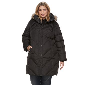Plus Size TOWER by London Fog Faux-Fur Hood Down Puffer Coat