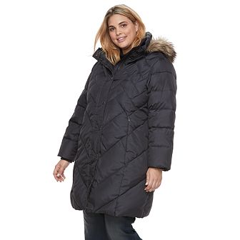 Plus Size TOWER by London Fog Faux-Fur Hood Down Puffer Coat