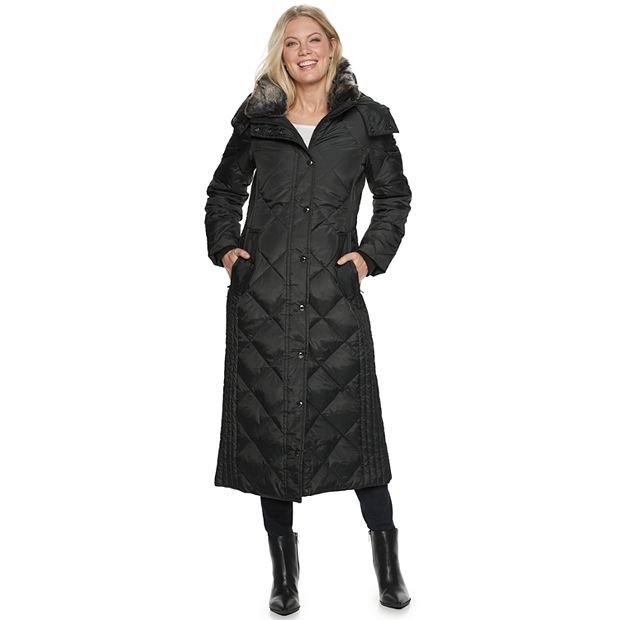 Black Longline Padded Coat With Hood