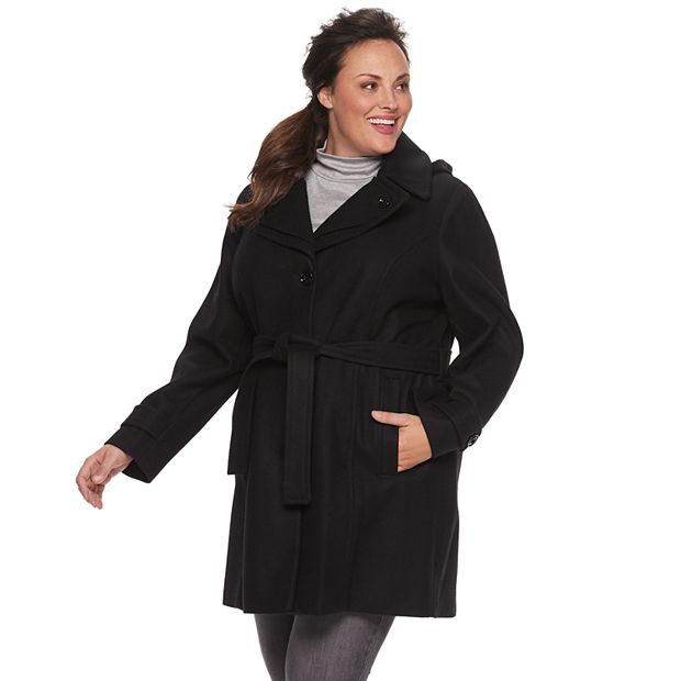 women's tower by london fog hooded wool blend coat