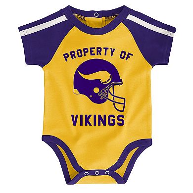 Baby Boy NFL Minnesota Vikings Tackle Creeper, Bib, & Bootie Set