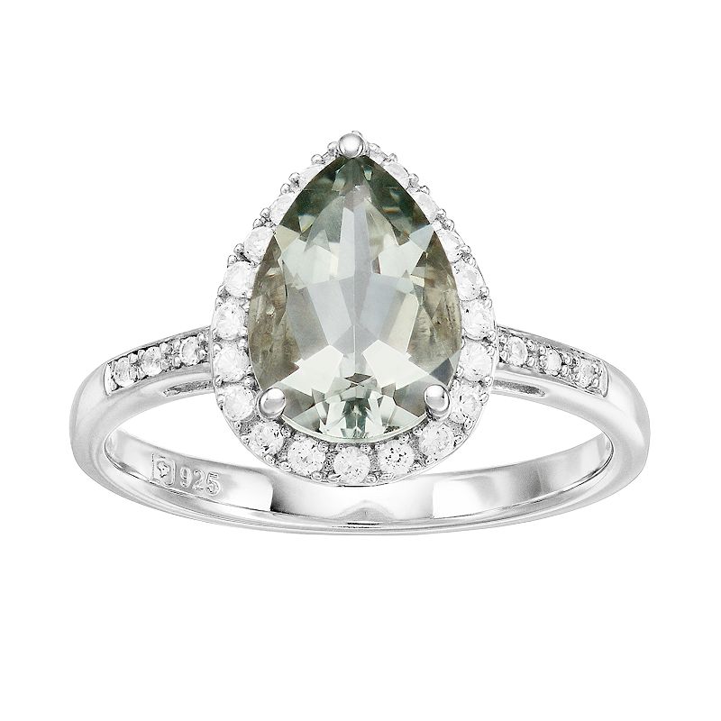 Sterling Silver Gemstone & Lab-Created White Sapphire Teardrop Ring, Women