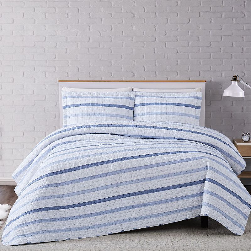 Truly Soft Waffle Stripe Quilt Set, Multicolor, King