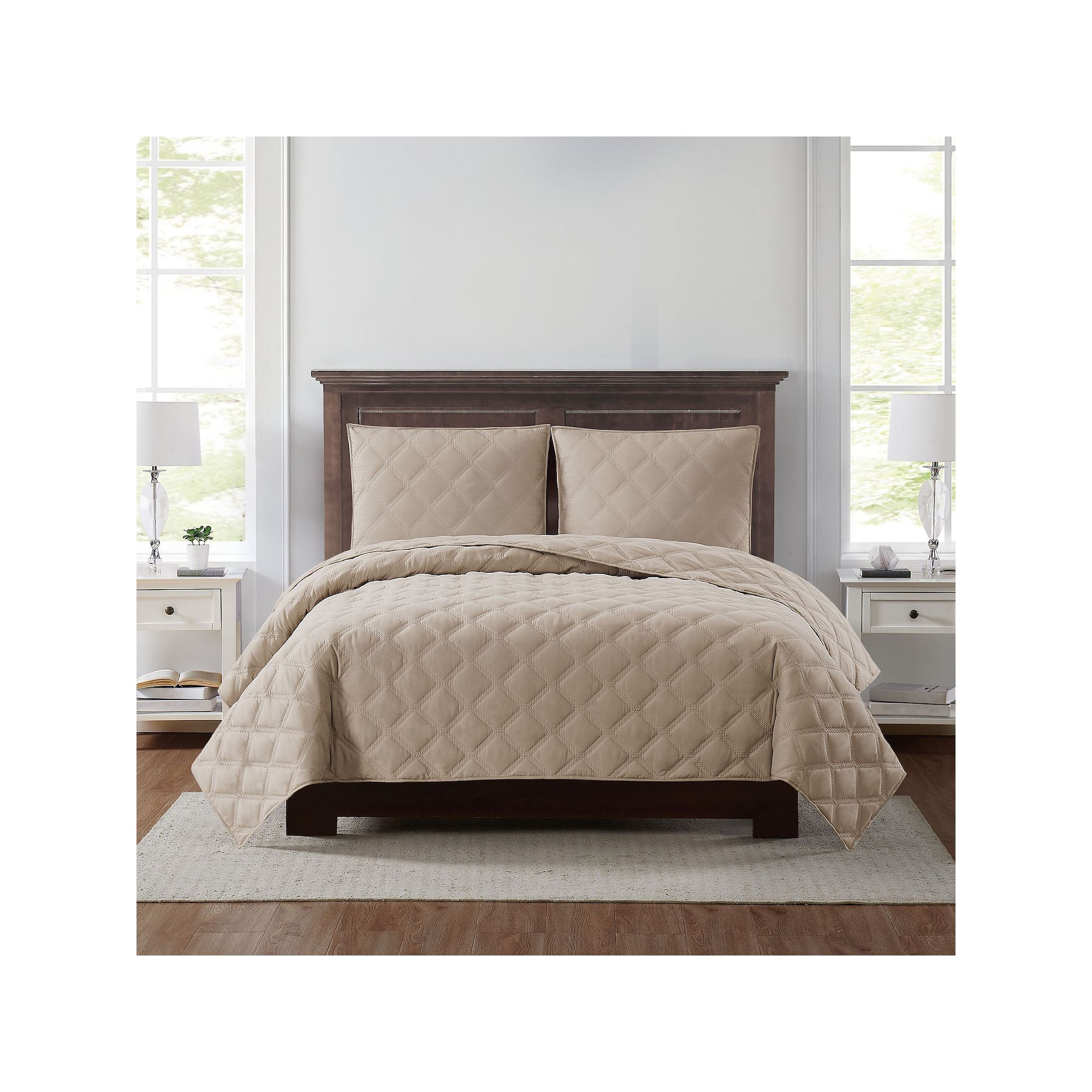Truly Soft Everyday 3D Puff Quilted Quilt Set, Green