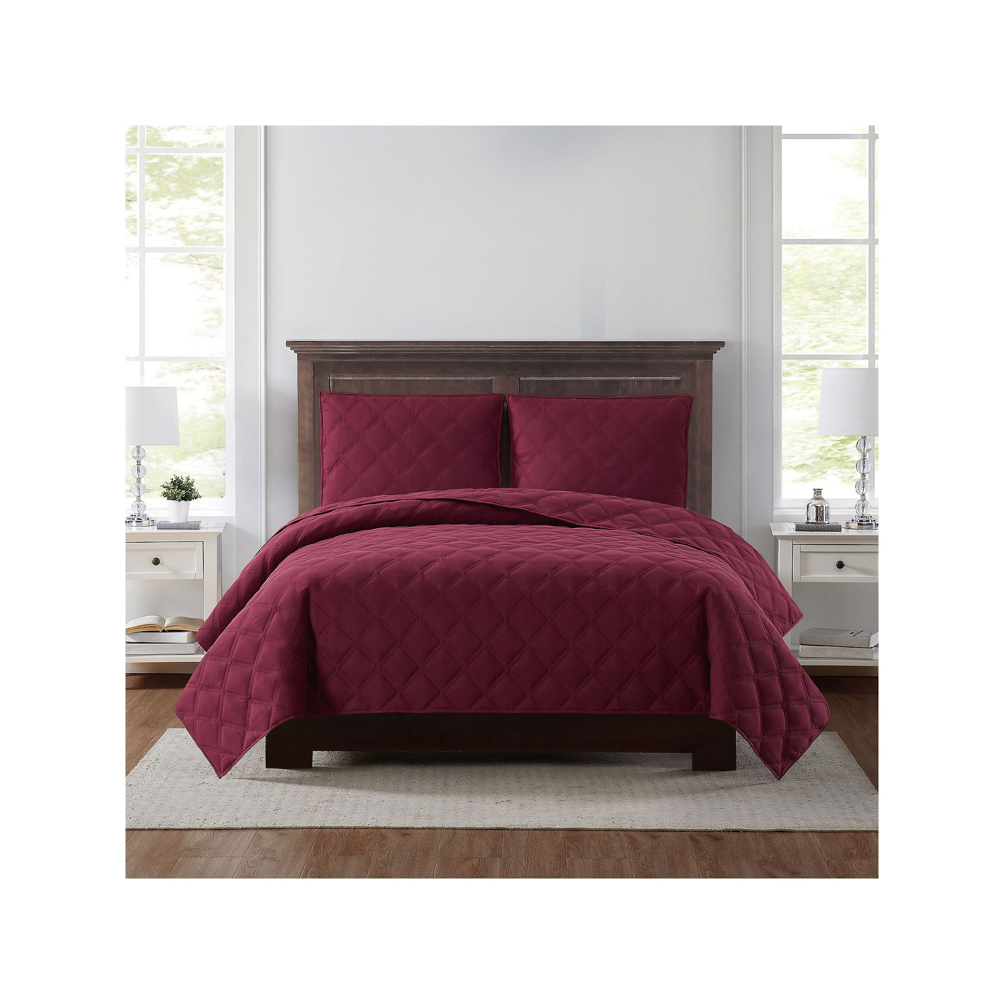 Truly Soft Everyday 3D Puff Quilted Quilt Set, Red