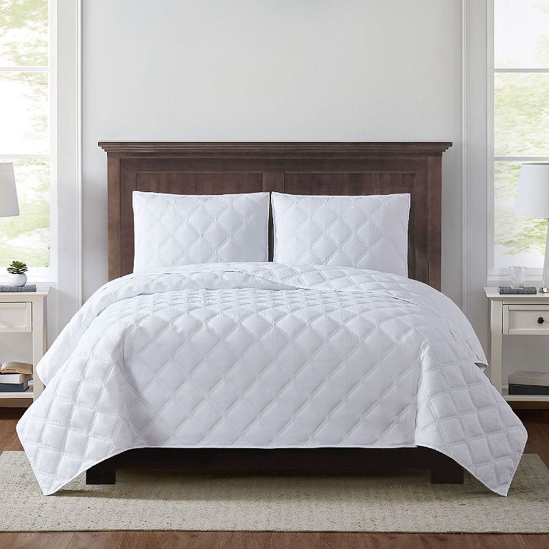 Truly Soft Everyday 3D Puff Quilted Quilt Set, White, Full/Queen