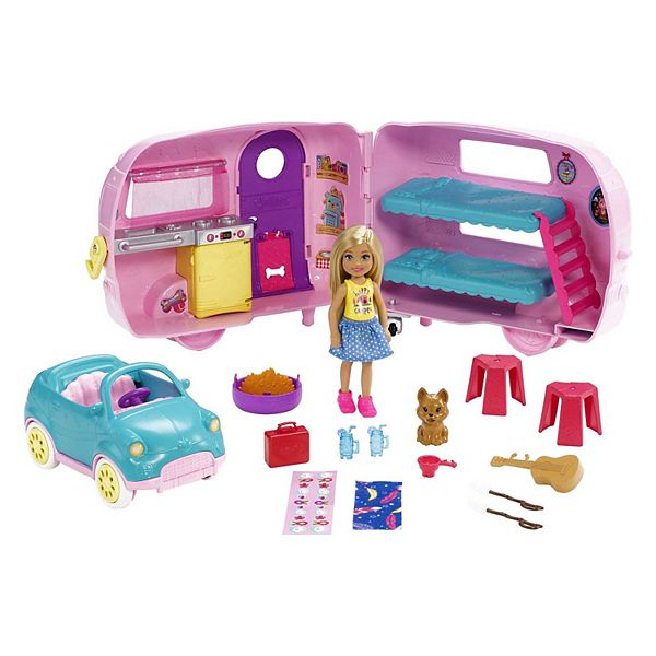 Barbie Club Chelsea Camper Playset with Doll Puppy & Accessories FXG90 