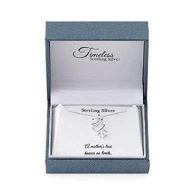 Timeless Sterling Silver Cubic Zirconia Double Open Heart Pendant Necklace