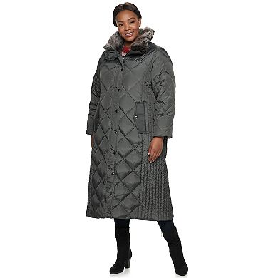 Plus Size TOWER by London Fog Hooded Quilted Puffer Maxi Coat