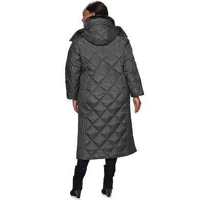 Plus Size TOWER by London Fog Hooded Quilted Puffer Maxi Coat