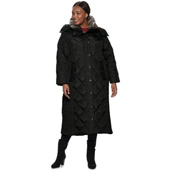 Plus Size TOWER by London Fog Hooded Quilted Puffer Maxi Coat