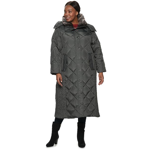 Plus Size TOWER by London Fog Hooded Quilted Puffer Maxi Coat
