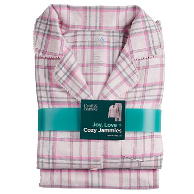 Women's Croft & Barrow Long Sleeve Flannel Notch Collar Set