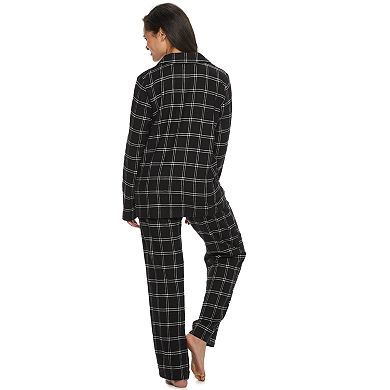 Women's Croft & Barrow Long Sleeve Flannel Notch Collar Set
