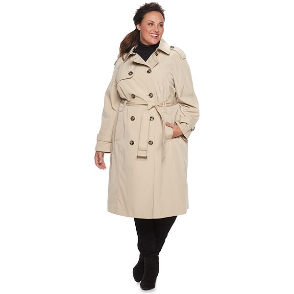 Plus Size TOWER by London Fog Double-Breasted Belted Trench Coat
