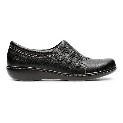 Clarks flat black womens shoes hotsell