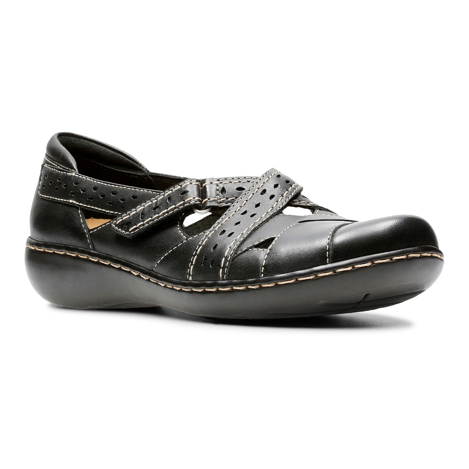 clarks ashland black tumble loafers