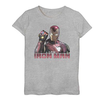 Girls' 7-16 Marvel Avengers Endgame "I Am Iron Man" Gauntlet Tee