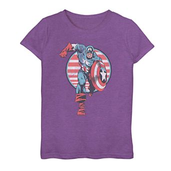 Girls 7-16 Marvel Captain America Retro Stripes Logo Tee