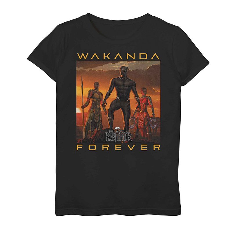 Girl's Marvel Black Panther 2018 Wakanda Forever Child T-Shirt L 