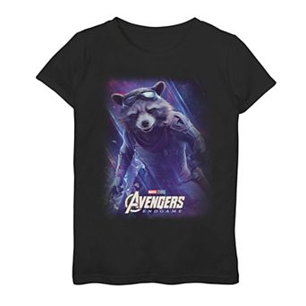 Girls 7-16 Marvel Avengers Endgame Rocket Space Poster Tee