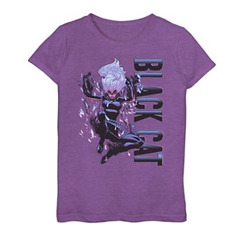 Girls 7-16 Marvel Black Cat Jump Logo Tee