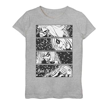Girls 7-16 Marvel Black Cat Retro Comic Strip Tee