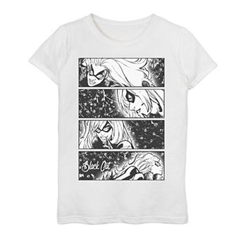 Girls 7-16 Marvel Black Cat Retro Comic Strip Tee