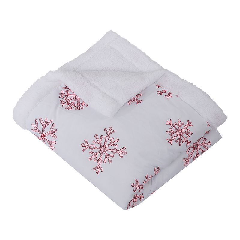 68007239 Levtex Home Red Snowflake Sherpa Throw, White sku 68007239