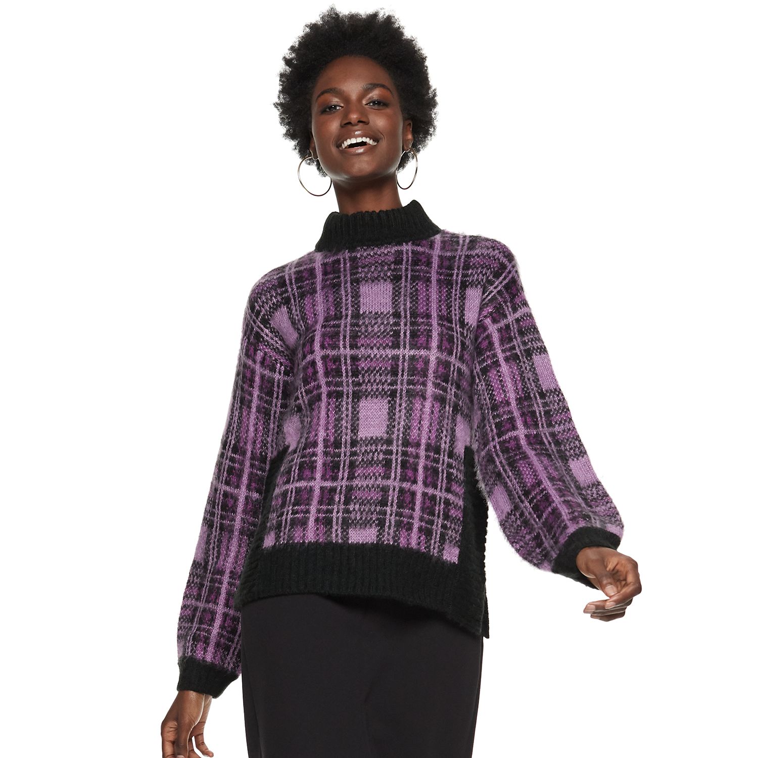 women's nine west plaid sweater coatigan