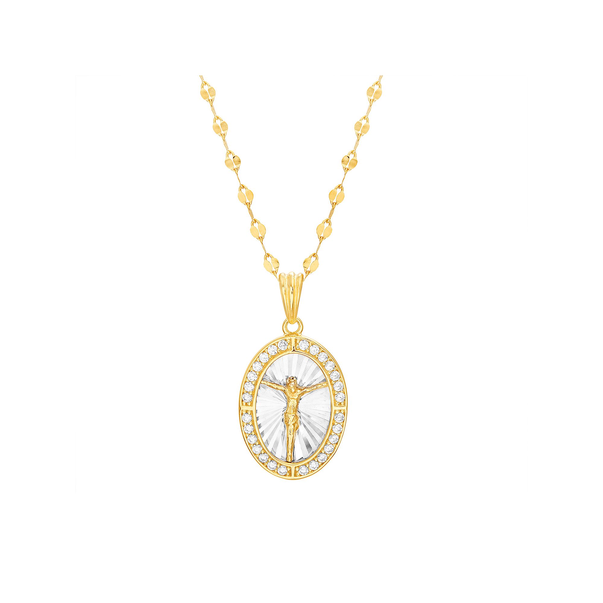 Paige Harper Two-Tone Cubic Zirconia Crucifix Pendant Necklace, Womens, S