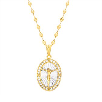 Paige Harper Two-Tone Cubic Zirconia Crucifix Pendant Necklace