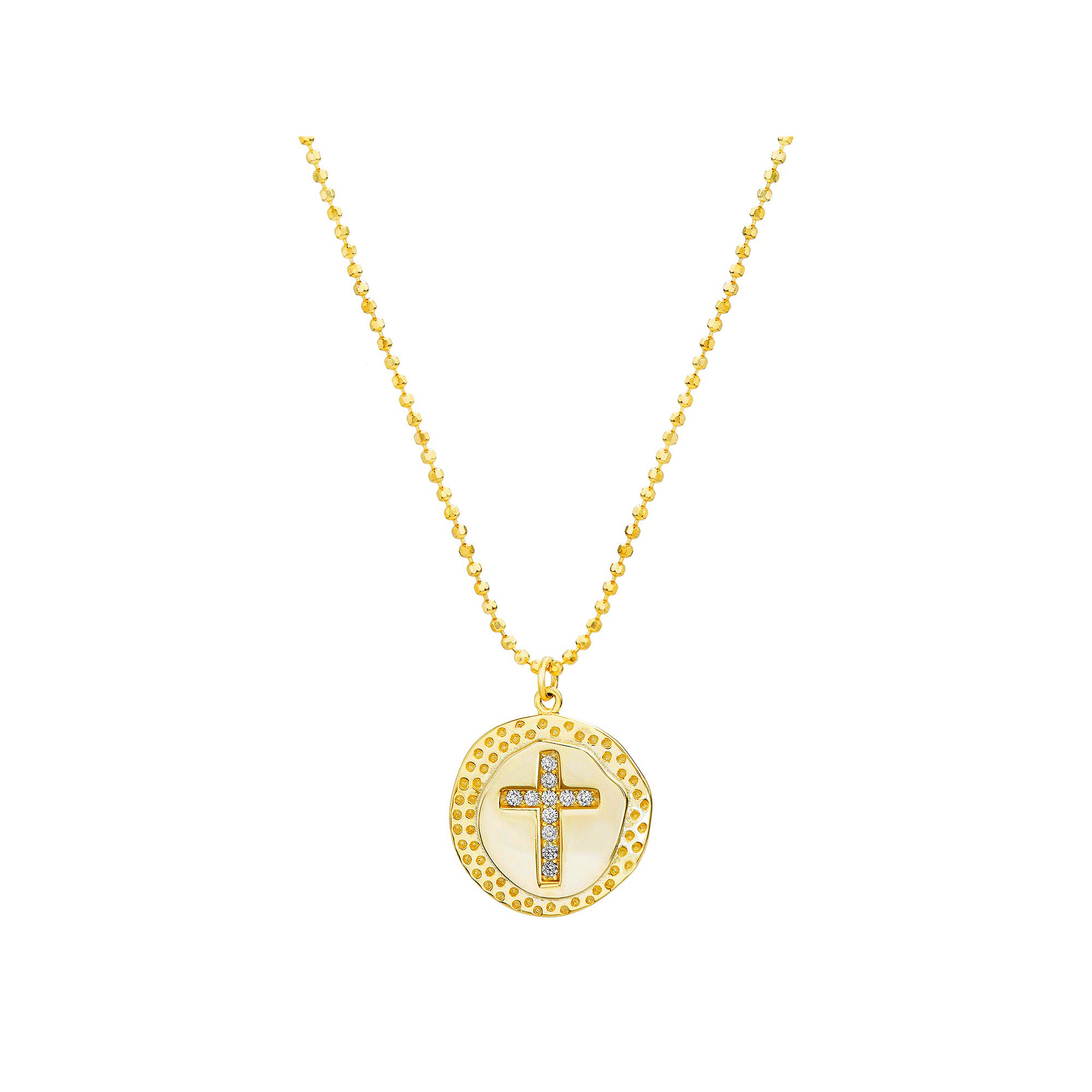 Paige Harper Cubic Zirconia Cross Disc Pendant Necklace, Womens, Size: 18