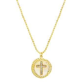 Paige Harper Cubic Zirconia Cross Disc Pendant Necklace