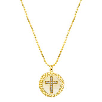 Paige Harper Cubic Zirconia Cross Disc Pendant Necklace