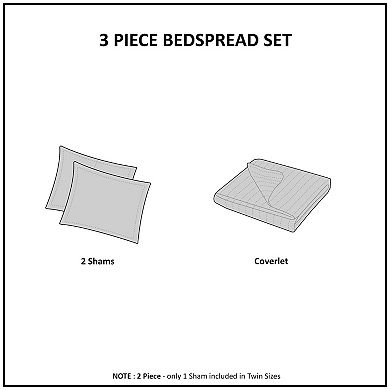 Madison Park Mansfield 3-piece Fitted Bedspread Set