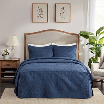 Madison Park Mansfield 3 pc Split Corner Pleated Bedspread Set