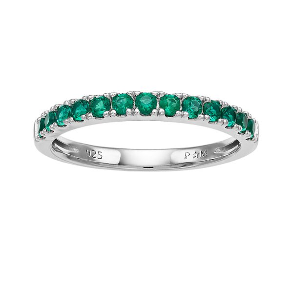Sterling Silver Lab-Created Emerald Ring