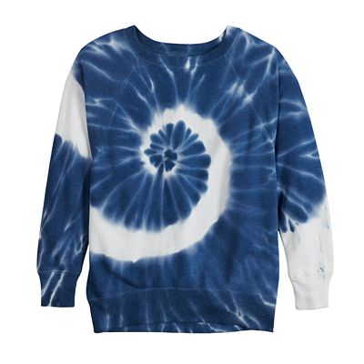 Crew Sweatshirt factory - Cozy Fleece Boston Tie Dye Blue, Size 2