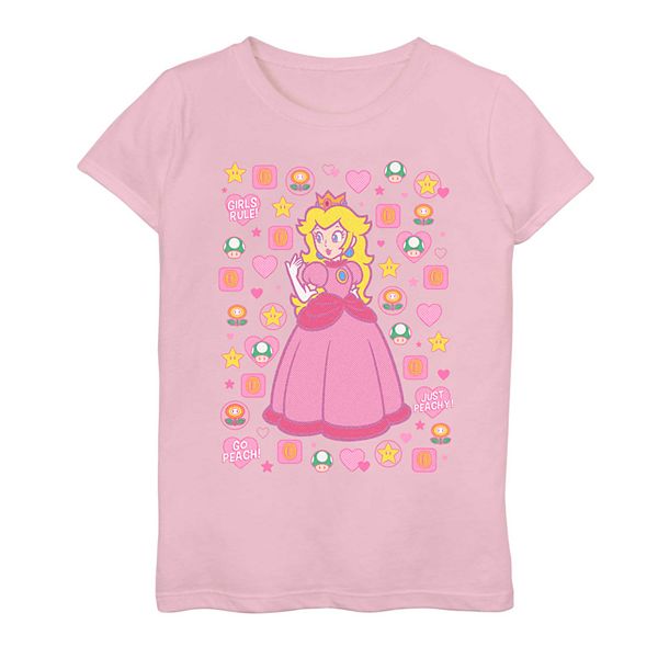 Girls' 7-16 Nintendo Super Mario Peach Items Poster Graphic Tee