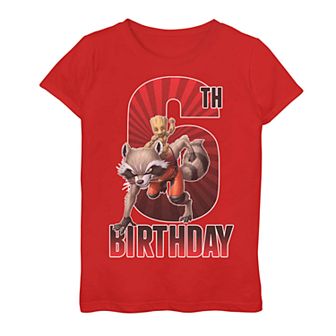 Girls 7-16 Marvel Groot Rocket 6th Birthday Tee