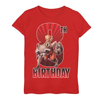 Girls 7-16 Marvel Groot Rocket 8th Birthday Tee